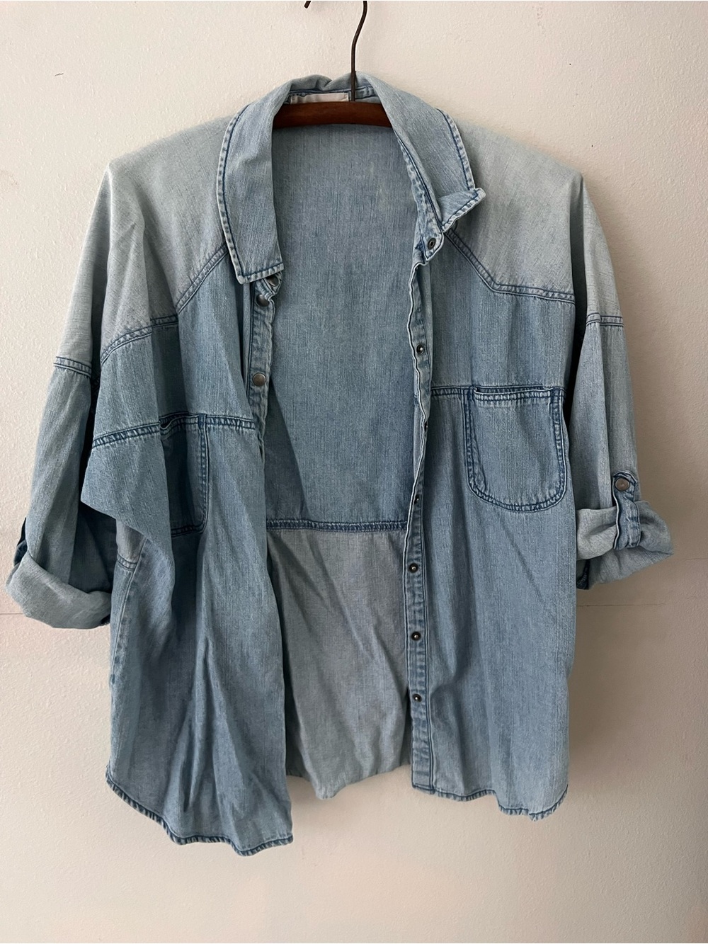 2.1 Denim Light Blue Washed Denim Button-Down Shirt